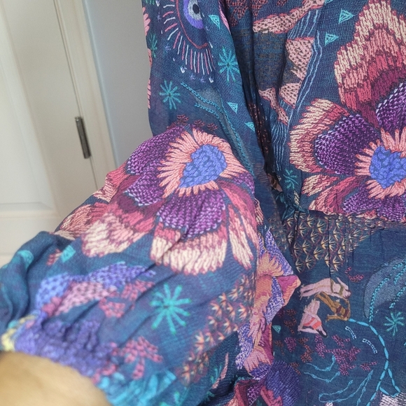 FARM RIO River Creatures Tiered Maxi Dress XS Boho Floral Ruffle Festival NWT - Picture 8 of 15